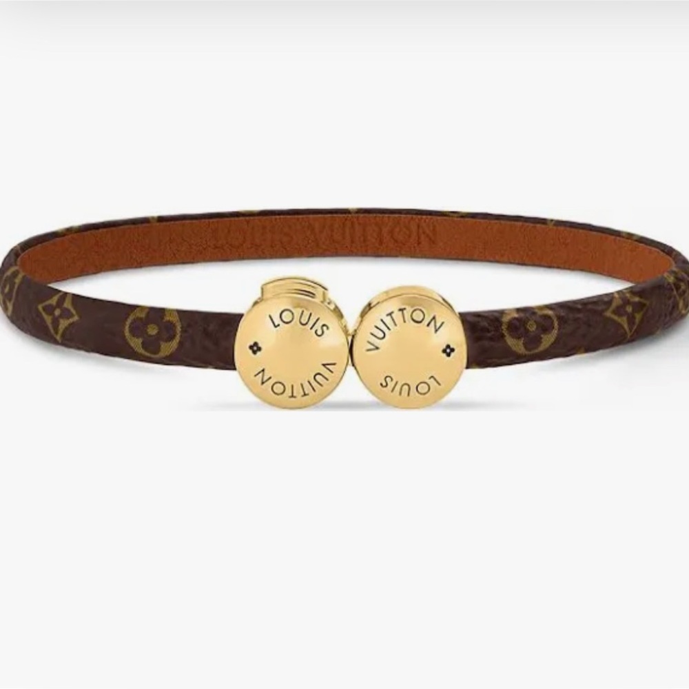 Louis Vuitton Historic Mini Monogram Bracelet (Gold and Brown)